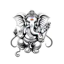 dice with ganesha on the faces. please make the tattoo small and minimalist. micro-realist / micro-surrealist. tattoo design idea