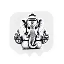 dice with ganesha on the faces. please make the tattoo small and minimalist. micro-realist / micro-surrealist. tattoo design idea