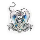 borboleta com cobra tattoo design idea