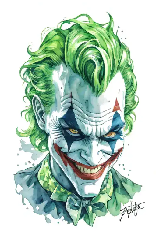 joker heavy smile realistic tattoo design idea