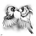 two crows, facing each other while flying tattoo design idea