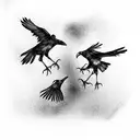 two crows, facing each other while flying tattoo design idea