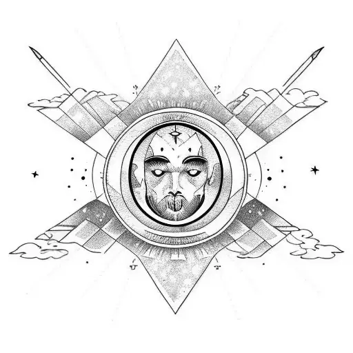 moon with christian sword tattoo design idea