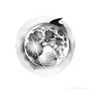 moon with christian sword verically tattoo design idea