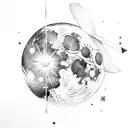 moon with christian sword verically tattoo design idea