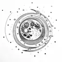 moon with christian sword tattoo design idea