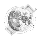 moon with christian sword tattoo design idea