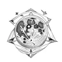 moon with christian sword tattoo design idea