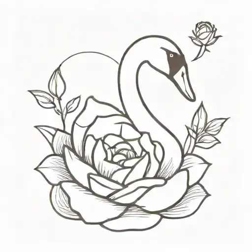 a swan with a body made of a rose tattoo design idea