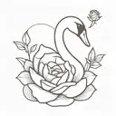 a swan with a body made of a rose tattoo design idea