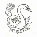 a swan with a body made of a rose tattoo design idea