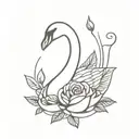 a swan with a body made of a rose tattoo design idea