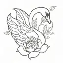 a swan with a body made of a rose tattoo design idea