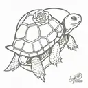 tortoise with a rose as his shell tattoo design idea