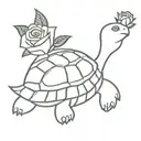 tortoise with a rose as his shell tattoo design idea