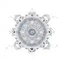 mandala with pheonix on constellations  with compass tattoo design idea