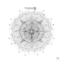 mandala with pheonix on constellations  with compass tattoo design idea