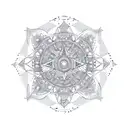 mandala with pheonix on constellations  with compass tattoo design idea