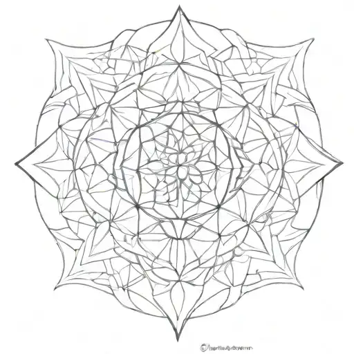 9 petal mandala with the flower of life in the center tattoo design idea