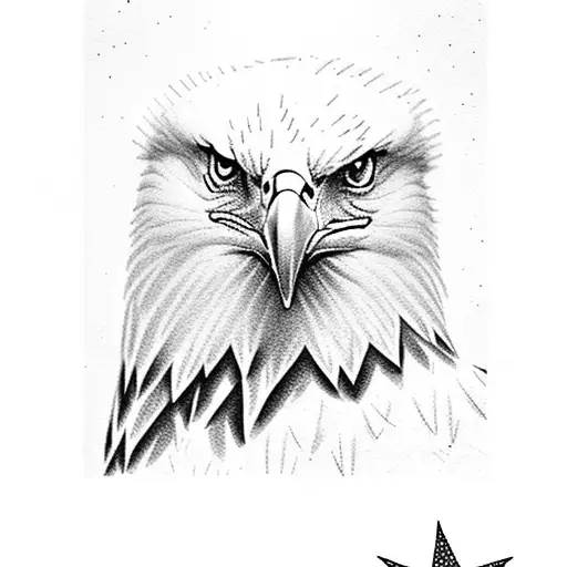 bald Eagle with stars and stripes tattoo design idea