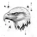 bald Eagle with stars and stripes tattoo design idea