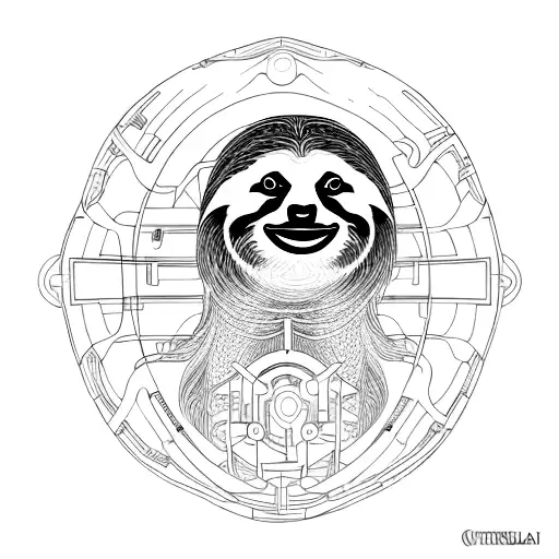 sloth cybersigilism flashtattoo neotribaltattoo biomechanics tattoo design idea