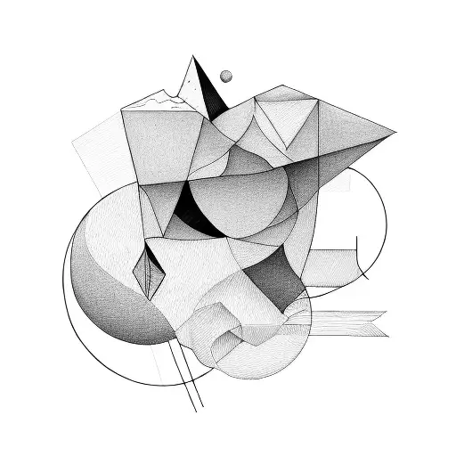 An abstract representation of the inner struggles of depression, using geometric shapes and lines tattoo design idea