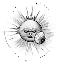 Sun  Moon Stars Sea Coconut Tree Ohm tattoo design idea