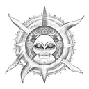 Sun  Moon Stars Sea Coconut Tree Ohm tattoo design idea