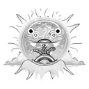 Sun  Moon Stars Sea Coconut Tree Ohm tattoo design idea