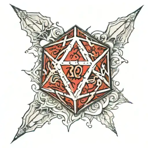 d20 with paladin minatour inside tattoo design idea