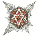 d20 with paladin minatour inside tattoo design idea