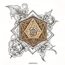 d20 with paladin minatour inside tattoo design idea