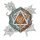 d20 with paladin minatour inside tattoo design idea