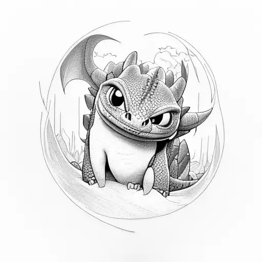 toothless from how to train your dragon in flight  tattoo design idea