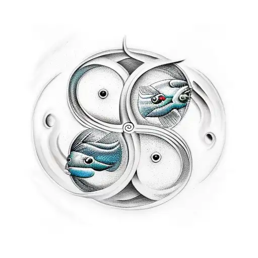 coi fish yin yang  tattoo design idea