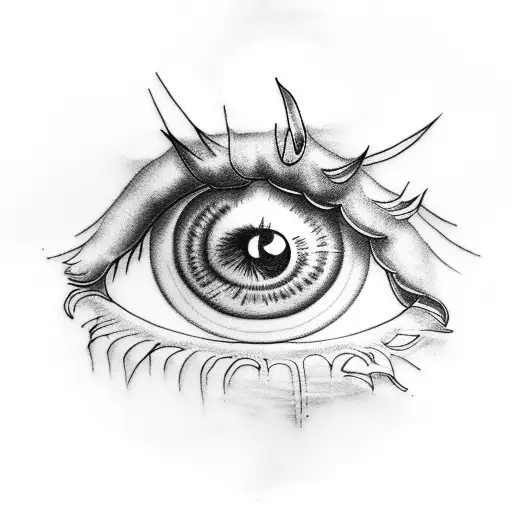 eye with chicken  tattoo design idea