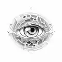 eye with spanners tattoo design idea