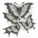 A dotwork tattoo of a broken heart being mended by delicate butterfly wings tattoo design idea