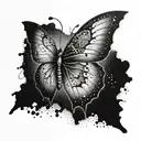 A dotwork tattoo of a broken heart being mended by delicate butterfly wings tattoo design idea