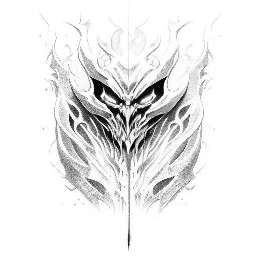 shadow fiend from game dota 2 neck  tattoo design idea
