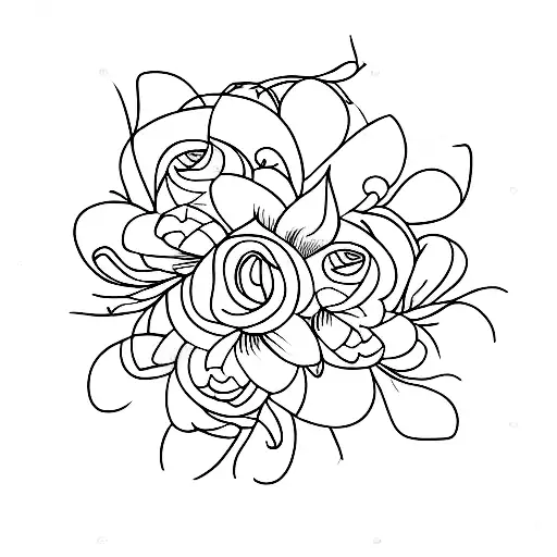 Light bulb and flowers tattoo design idea