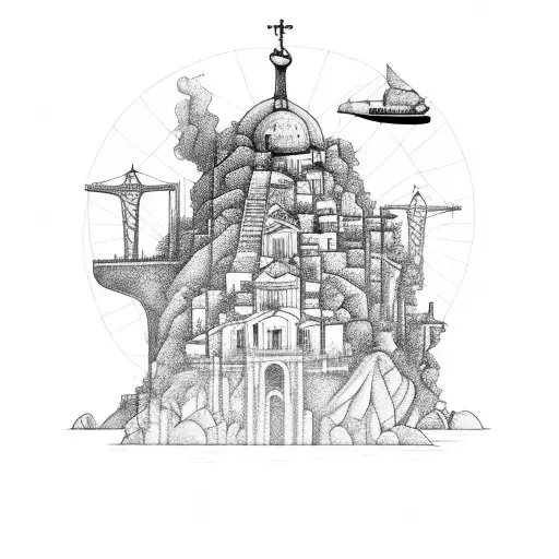 rio de janeiro statue city favela sea  tattoo design idea