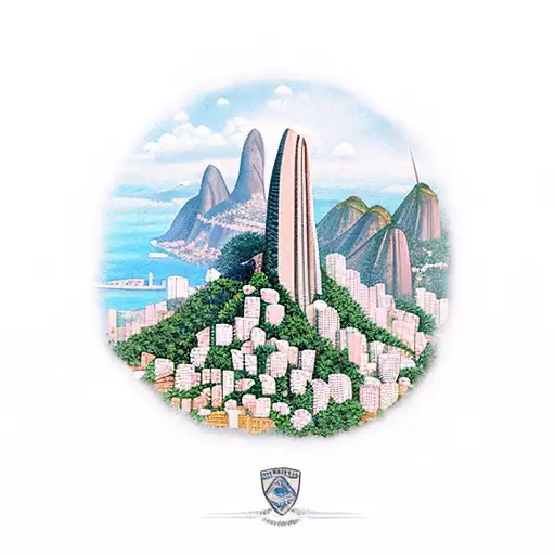 rio de janeiro statue city favela sea  tattoo design idea