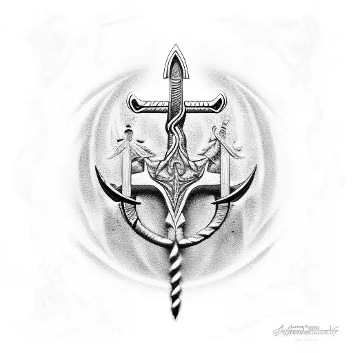 Trident of Poseidon covered in zeus's thinder bolt tattoo design idea