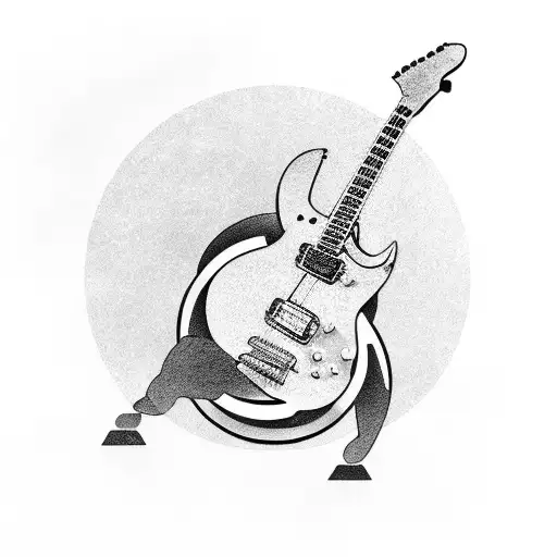 Turtle playing electric guitar  tattoo design idea