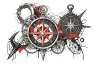 Compass anchor  tattoo design idea