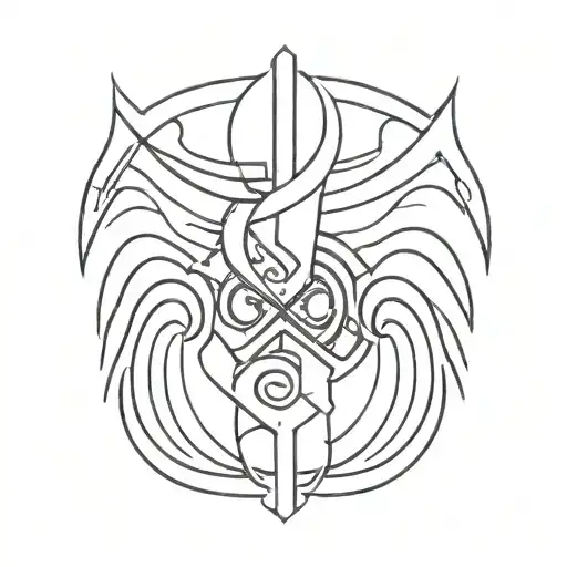 A minimalist tattoo of a Batak Illocos Filipino tribe symbol within a galaxy tattoo design idea