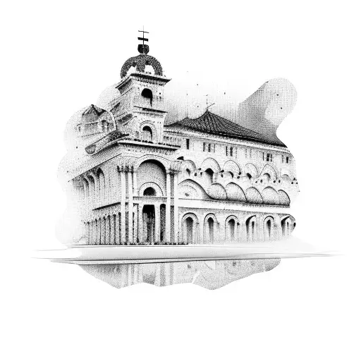 Italian buildings tattoo design idea