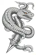 hissing snake wrapped around dagger tattoo design idea